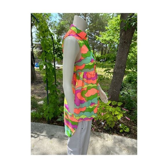 Nanette Lepore Neon Sheer Hi-low Tunic Keyhole Sz S NWOT Barbiecore - Picture 6 of 16